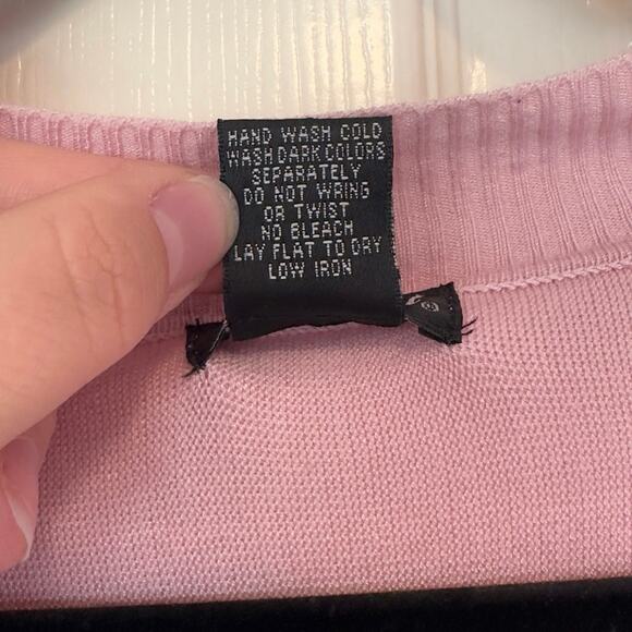 Wet Seal Y2K Pink V-Neck Long-Sleeve Fitted Layering Top Size XL Soft Preppy - Picture 4 of 9